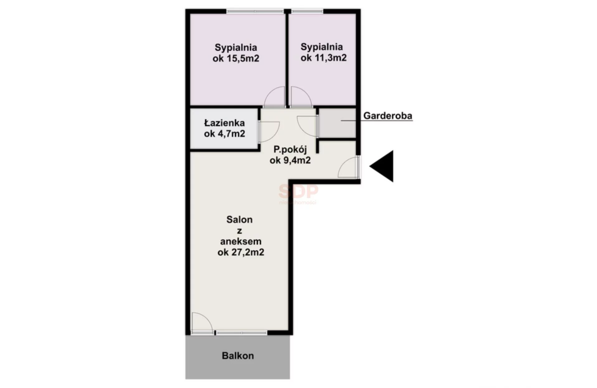 3 pokoje, mieszkanie 69,56 m², piętro 2, oferta nr , 42922, Wrocław, Krzyki-Partynice, Krzyki, Zwycięska
