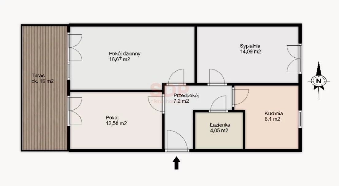3 pokoje, mieszkanie 64,65 m², piętro 1, oferta nr , 42513, Wrocław, Fabryczna, Dolnobrzeska