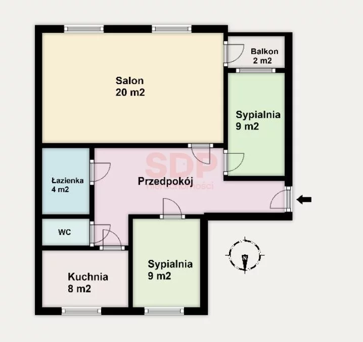 Mieszkanie do wynajęcia, 57,20 m², 3 pokoje, 4 piętro, oferta nr 38888