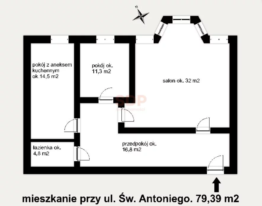 3 pokoje, apartament 79,40 m², piętro 2, oferta nr , 41852, Wrocław, Stare Miasto, Świętego Antoniego