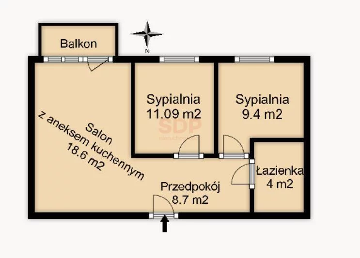 3 pokoje, mieszkanie 52,41 m², piętro 2, oferta nr , 42850, Wrocław, Stare Miasto