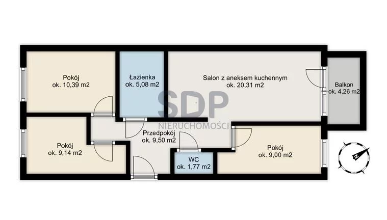 Mieszkanie na sprzedaż, 65,20 m², 4 pokoje, 2 piętro, oferta nr 35174