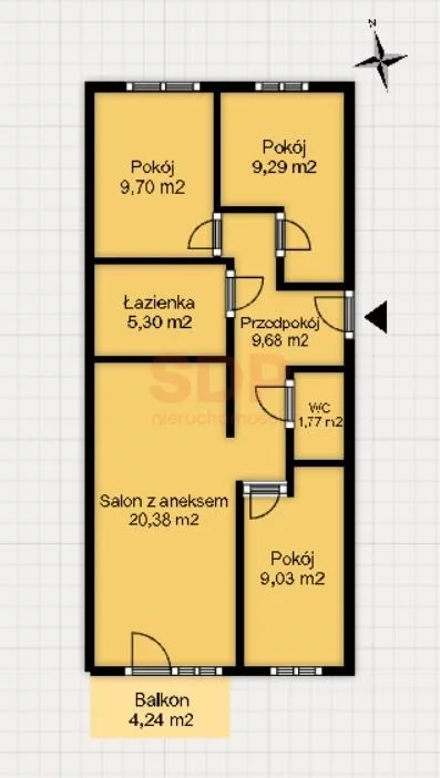 Mieszkanie na sprzedaż, 65,15 m², 4 pokoje, 6 piętro, oferta nr 36940