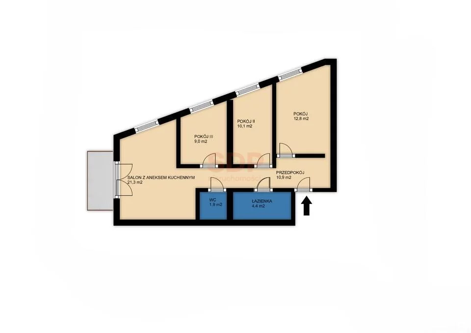 4 pokoje, apartament 70,39 m², piętro 3, oferta nr , 39892, Wrocław, Fabryczna, Chachaja
