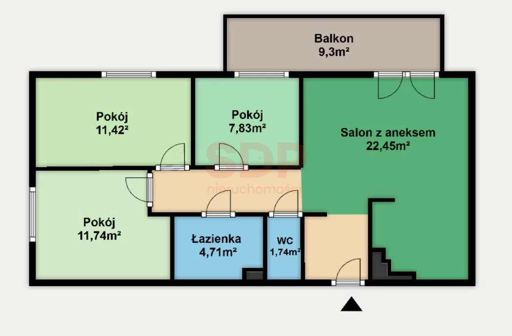 Mieszkanie na sprzedaż, 69,65 m², 4 pokoje, 1 piętro, oferta nr 37305