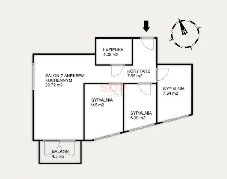 4 pokoje, mieszkanie 58,22 m², piętro 3, oferta nr , 38483, Wrocław, Krzyki-Partynice, Krzyki, Stanisława Drabika