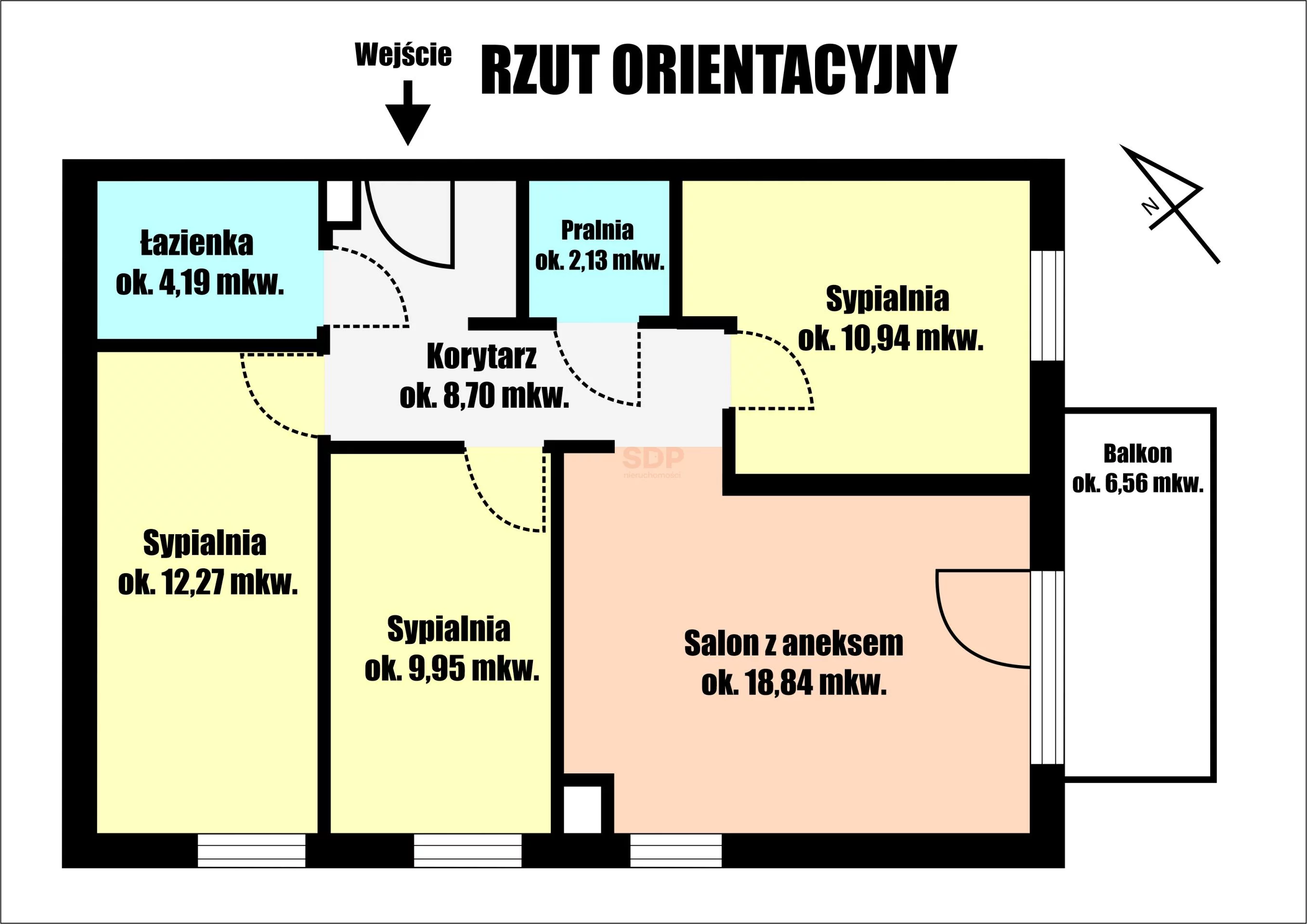 4 pokoje, mieszkanie 67,02 m², piętro 1, oferta nr , 42085, Siechnice, Świętego Krzyża