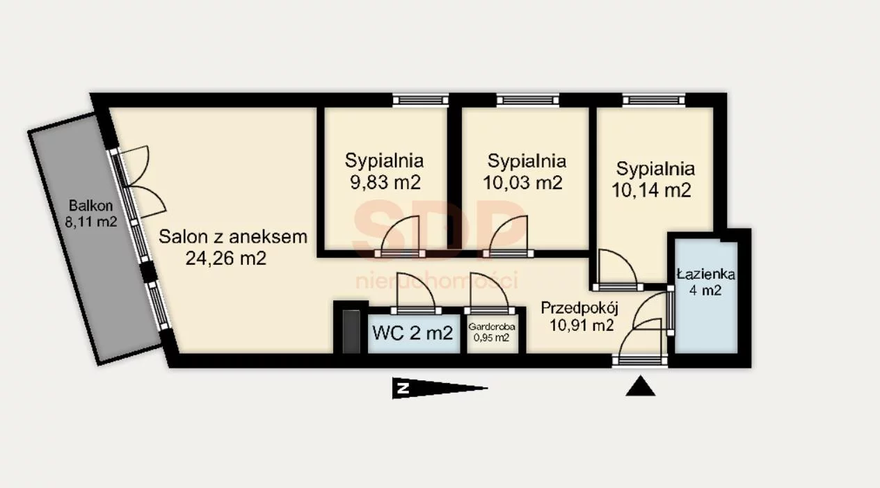 Mieszkanie na sprzedaż, 72,12 m², 4 pokoje, 1 piętro, oferta nr 37604