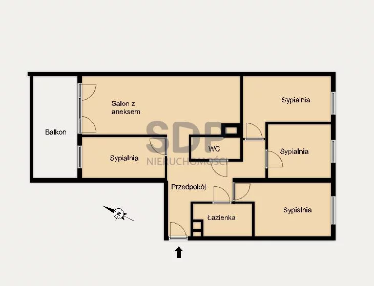 5 pokoi, mieszkanie 91,32 m², piętro 1, oferta nr , 33737, Wrocław, Krzyki-Partynice, Krzyki, Braterska