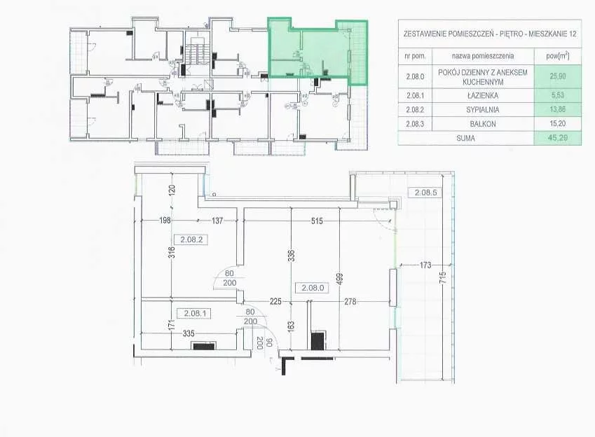 Mieszkanie 45,29 m², piętro 1, oferta nr 12, Nowa Bałtycka, Łódź, Górna, Górna, ul. Bałtycka 39