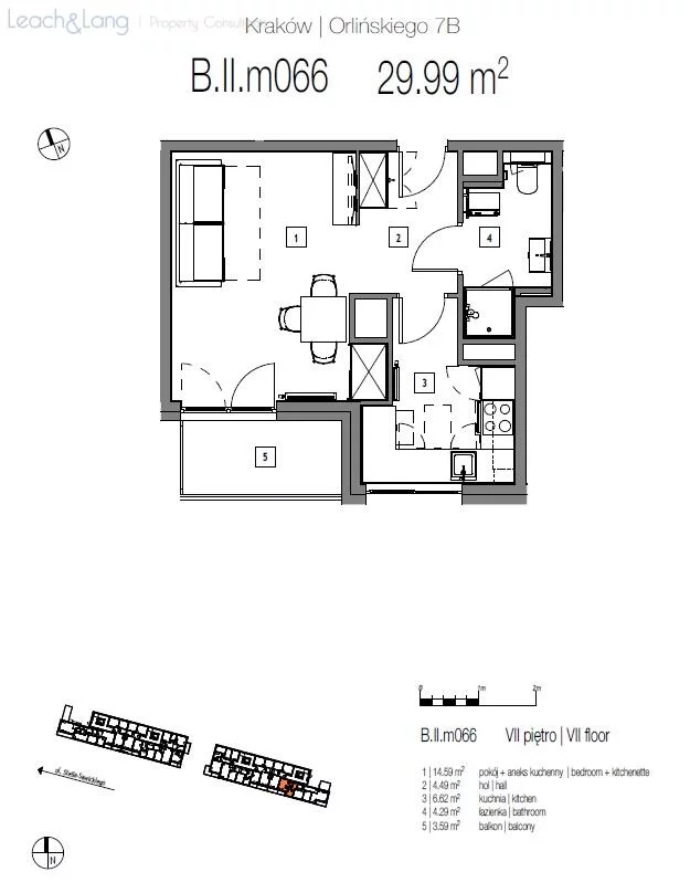 1 pokój, apartament 29,99 m², piętro 7, oferta nr , 7902, Kraków, Czyżyny, Bolesława Orlińskiego