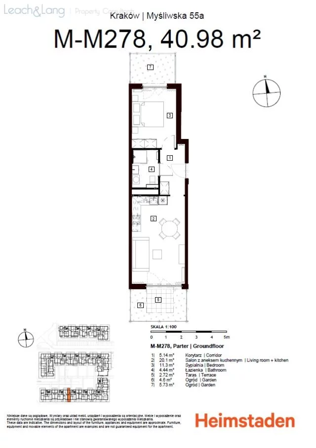 2 pokoje, apartament 40,98 m², parter, oferta nr , 7965, Kraków, Podgórze, Myśliwska