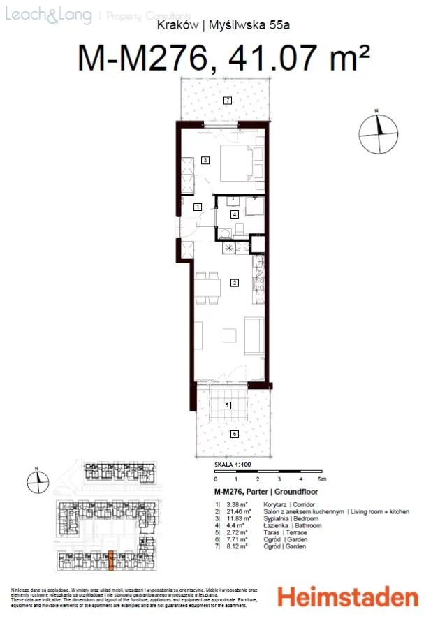 2 pokoje, mieszkanie 41,07 m², parter, oferta nr , 8000, Kraków, Podgórze, Myśliwska