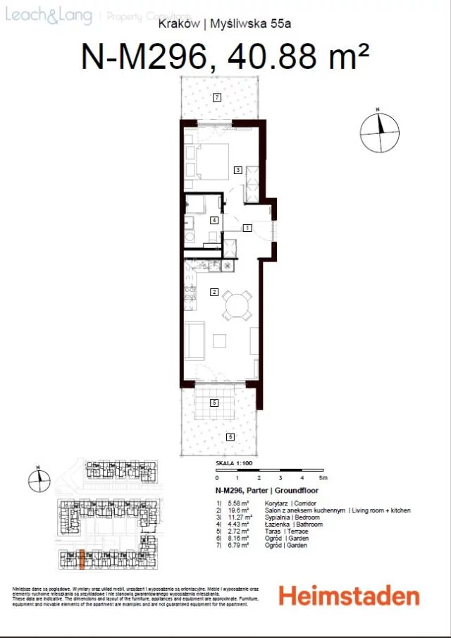2 pokoje, mieszkanie 40,88 m², parter, oferta nr , 8001, Kraków, Podgórze, Myśliwska