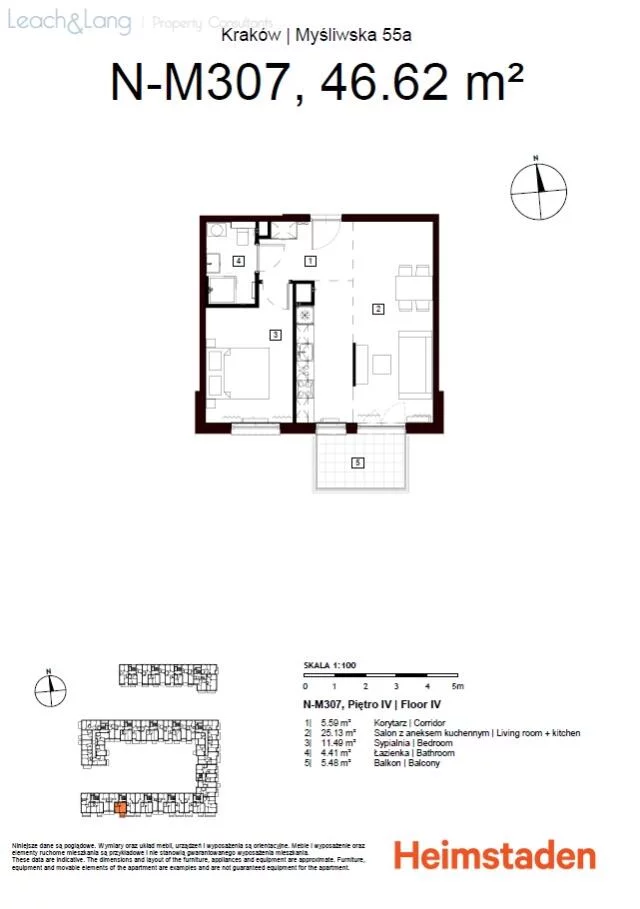 2 pokoje, mieszkanie 46,13 m², piętro 4, oferta nr , 8002, Kraków, Podgórze, Myśliwska