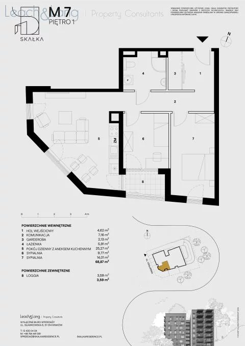 3 pokoje, mieszkanie 68,87 m², piętro 1, oferta nr , 7752, Kraków, Podgórze, Ceglarska