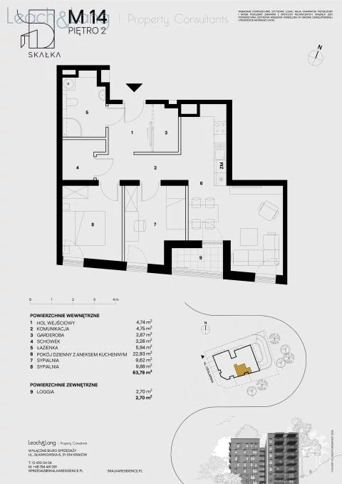 3 pokoje, mieszkanie 63,79 m², piętro 2, oferta nr , 7760, Kraków, Podgórze, Ceglarska