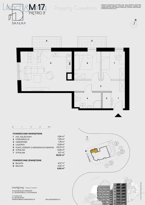 3 pokoje, mieszkanie 59,20 m², piętro 3, oferta nr , 7763, Kraków, Podgórze, Ceglarska