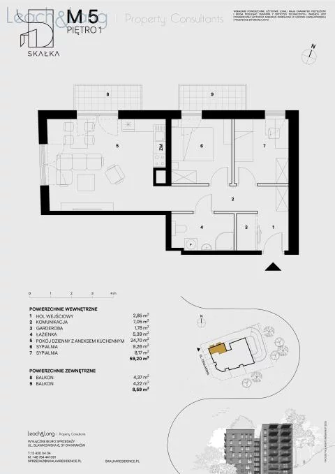 3 pokoje, mieszkanie 59,20 m², piętro 1, oferta nr , 7750, Kraków, Podgórze, Ceglarska