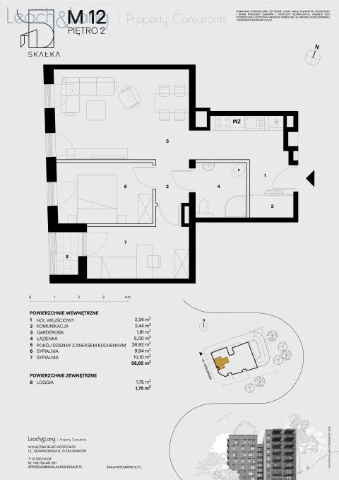 3 pokoje, mieszkanie 58,65 m², piętro 2, oferta nr , 7758, Kraków, Podgórze, Ceglarska