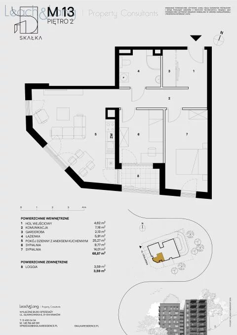 3 pokoje, mieszkanie 68,87 m², piętro 2, oferta nr , 7759, Kraków, Podgórze, Ceglarska