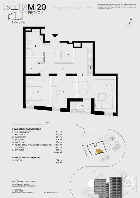 3 pokoje, mieszkanie 63,79 m², piętro 3, oferta nr , 7766, Kraków, Podgórze, Ceglarska