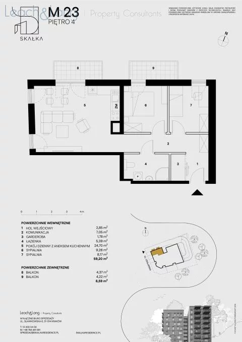3 pokoje, mieszkanie 59,20 m², piętro 4, oferta nr , 7769, Kraków, Podgórze, Ceglarska