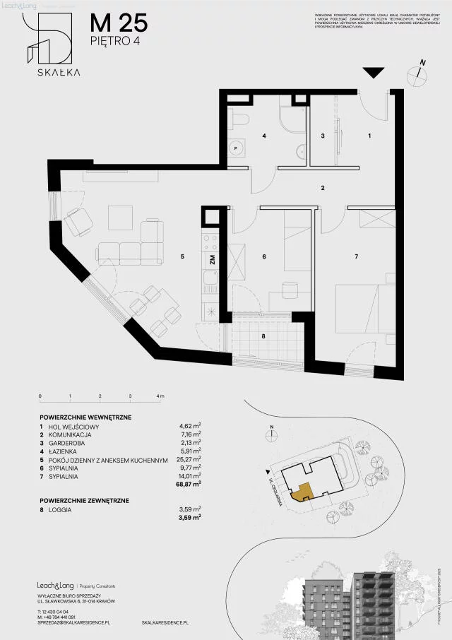 3 pokoje, mieszkanie 68,87 m², piętro 4, oferta nr , 7949, Kraków, Podgórze, Ceglarska