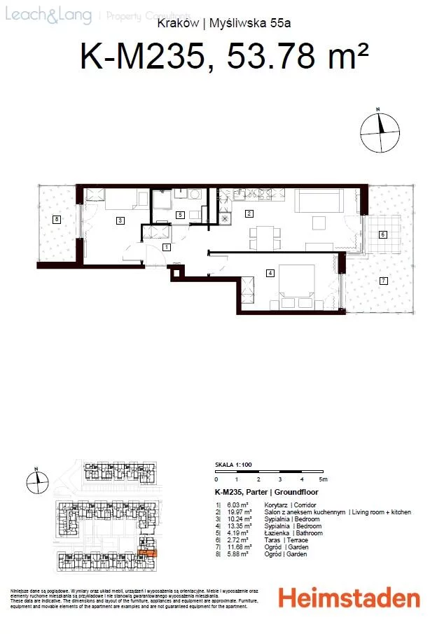 3 pokoje, apartament 53,78 m², parter, oferta nr , 7960, Kraków, Podgórze, Myśliwska