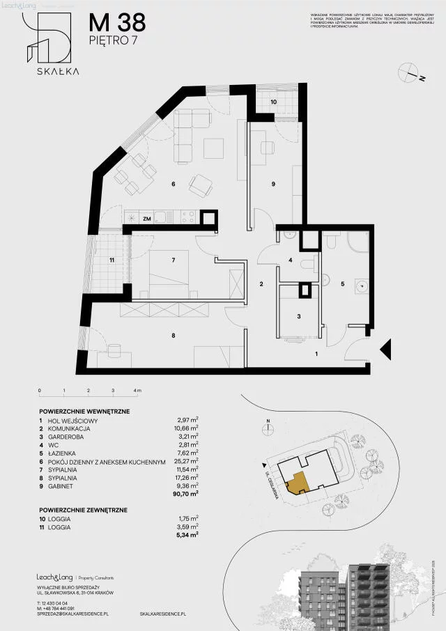 4 pokoje, mieszkanie 90,70 m², piętro 7, oferta nr , 7956, Kraków, Podgórze, Ceglarska