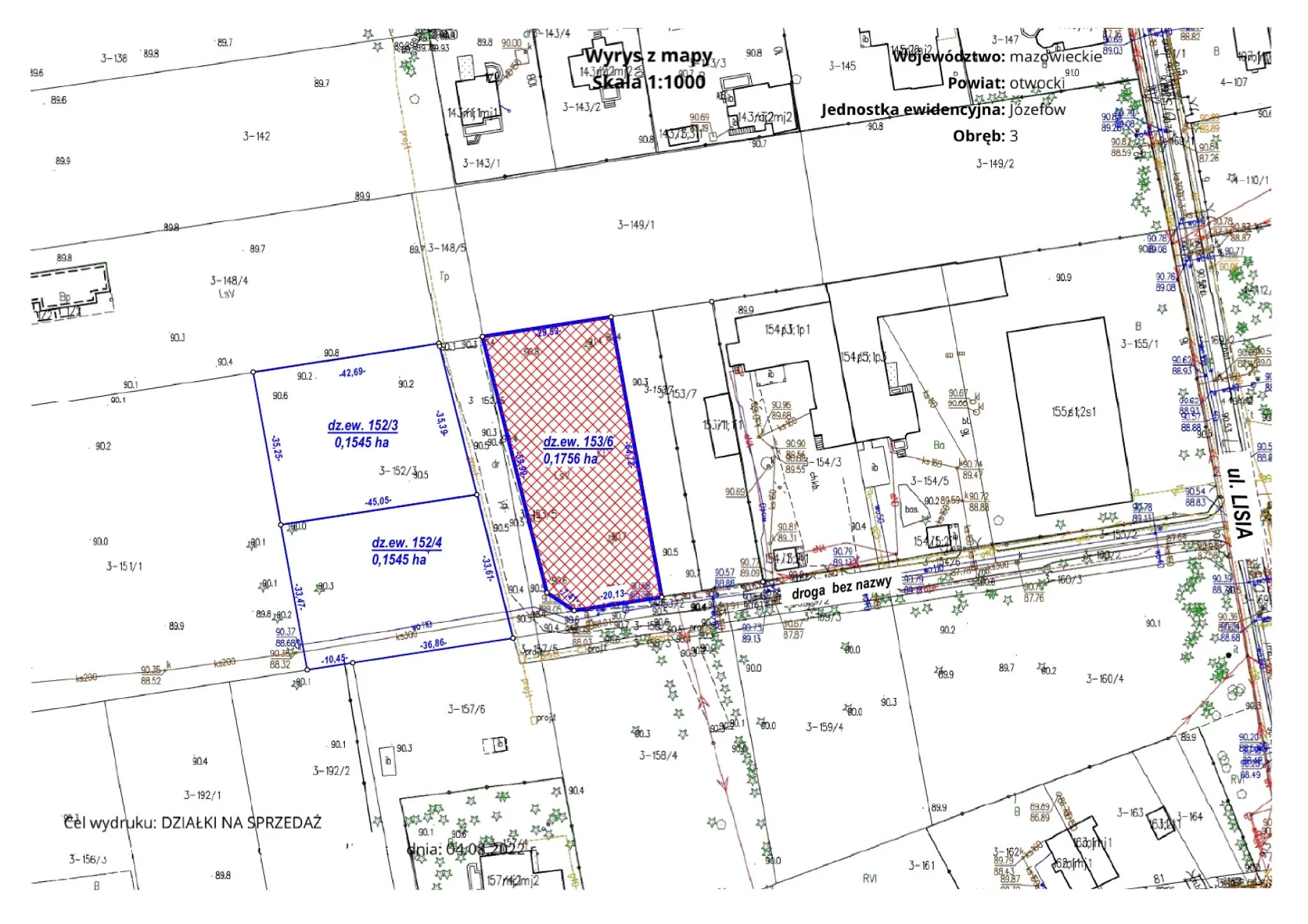 Działka 1 756,00 m², Józefów, Sprzedaż