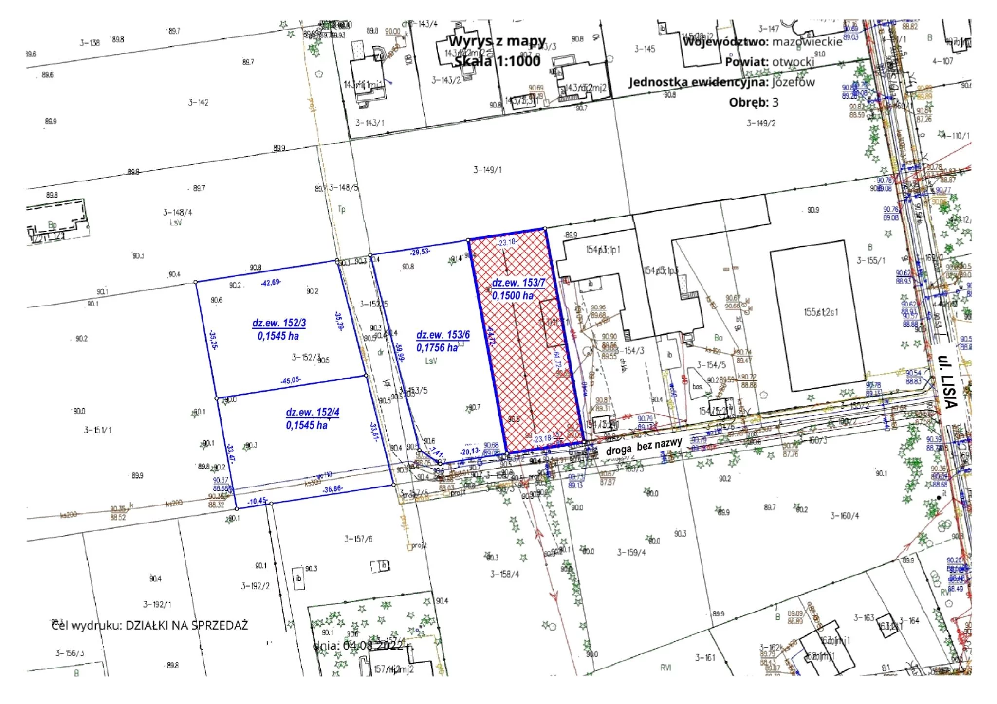 Działka 1 500,00 m², Józefów, Sprzedaż