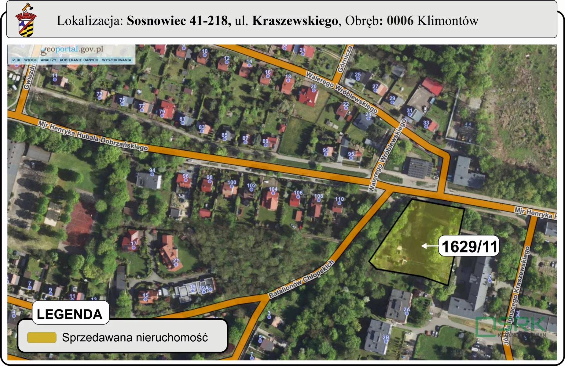 Działka 3 589,00 m², oferta nr , 4/3/09/2025, Sosnowiec, Kraszewskiego