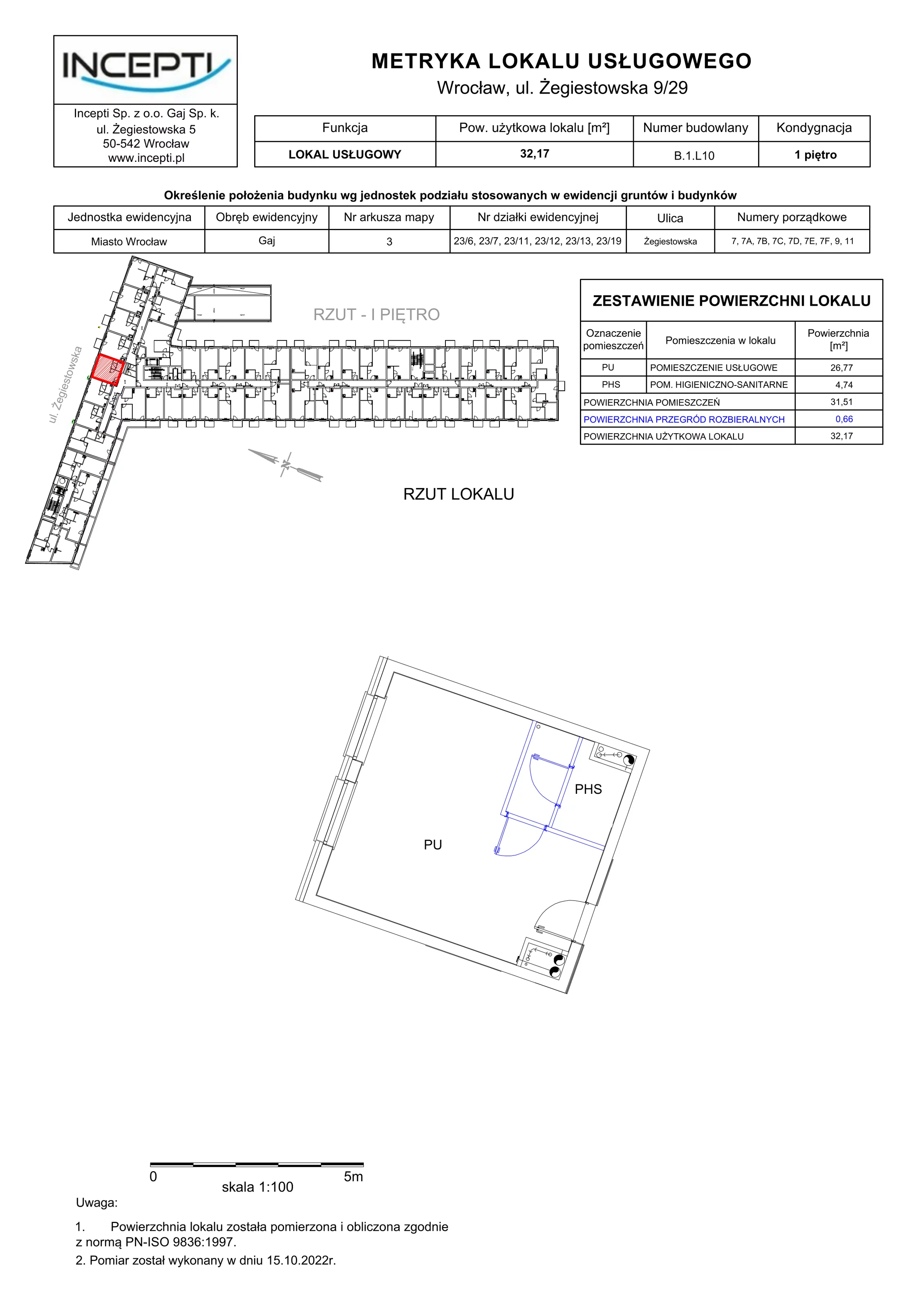 1 pokój, lokal inwestycyjny 32,17 m², piętro 1, oferta nr 9/29, Incepti Gaj, Wrocław, Gaj, Krzyki, ul. Żegiestowska 5