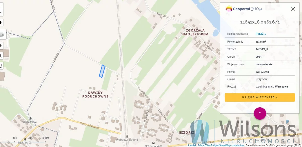 Działka 1 500,00 m², oferta nr , WIL874221, Warszawa, Dawidowska