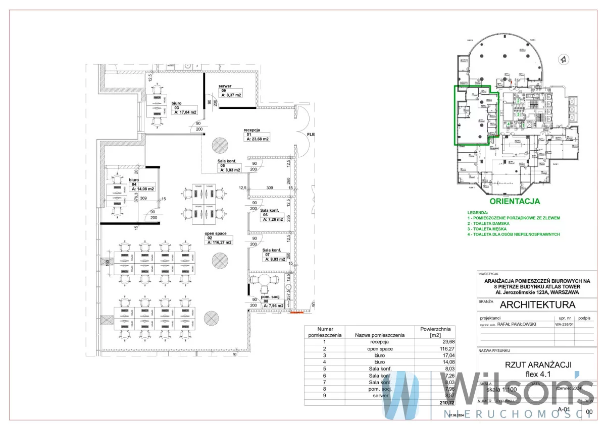 Biuro do wynajęcia, 210,00 m², oferta nr WIL703010