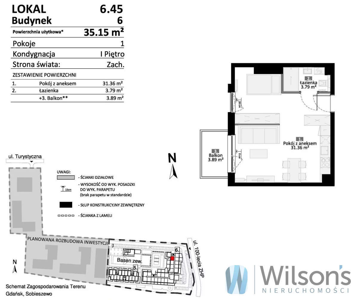 2 pokoje, mieszkanie 35,15 m², piętro 1, oferta nr , WIL150552, Gdańsk, Wyspa Sobieszewska, Sobieszewo, 100-Lecia Związku Harcerstwa Polskiego