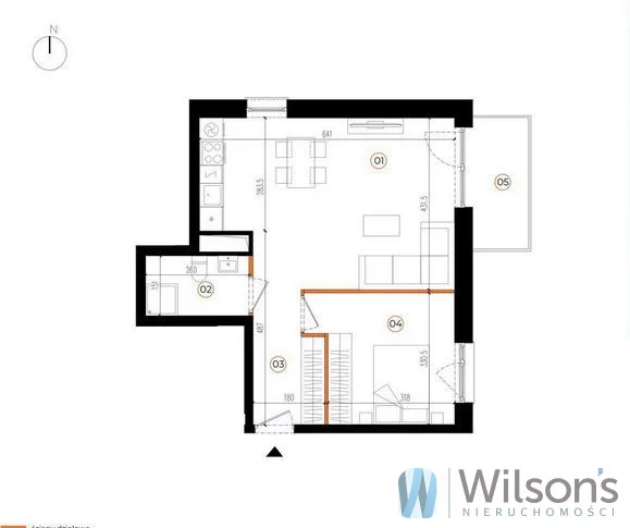 2 pokoje, mieszkanie 46,09 m², piętro 1, oferta nr , WIL154284, Wrocław, Krzyki-Partynice, Krzyki, Brochów