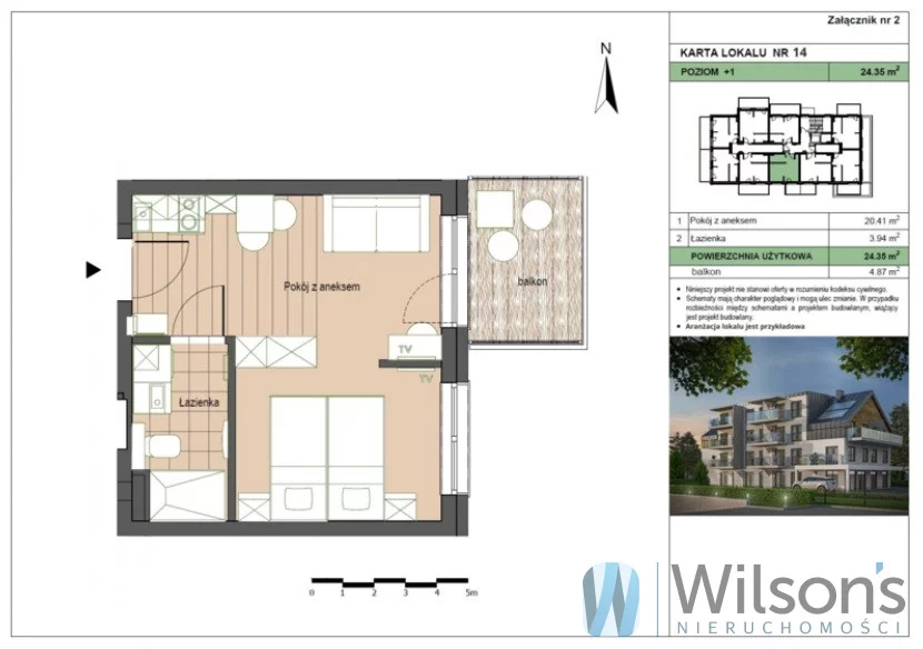2 pokoje, mieszkanie 24,35 m², piętro 1, oferta nr , WIL949512, Stegna, Grunwaldzka