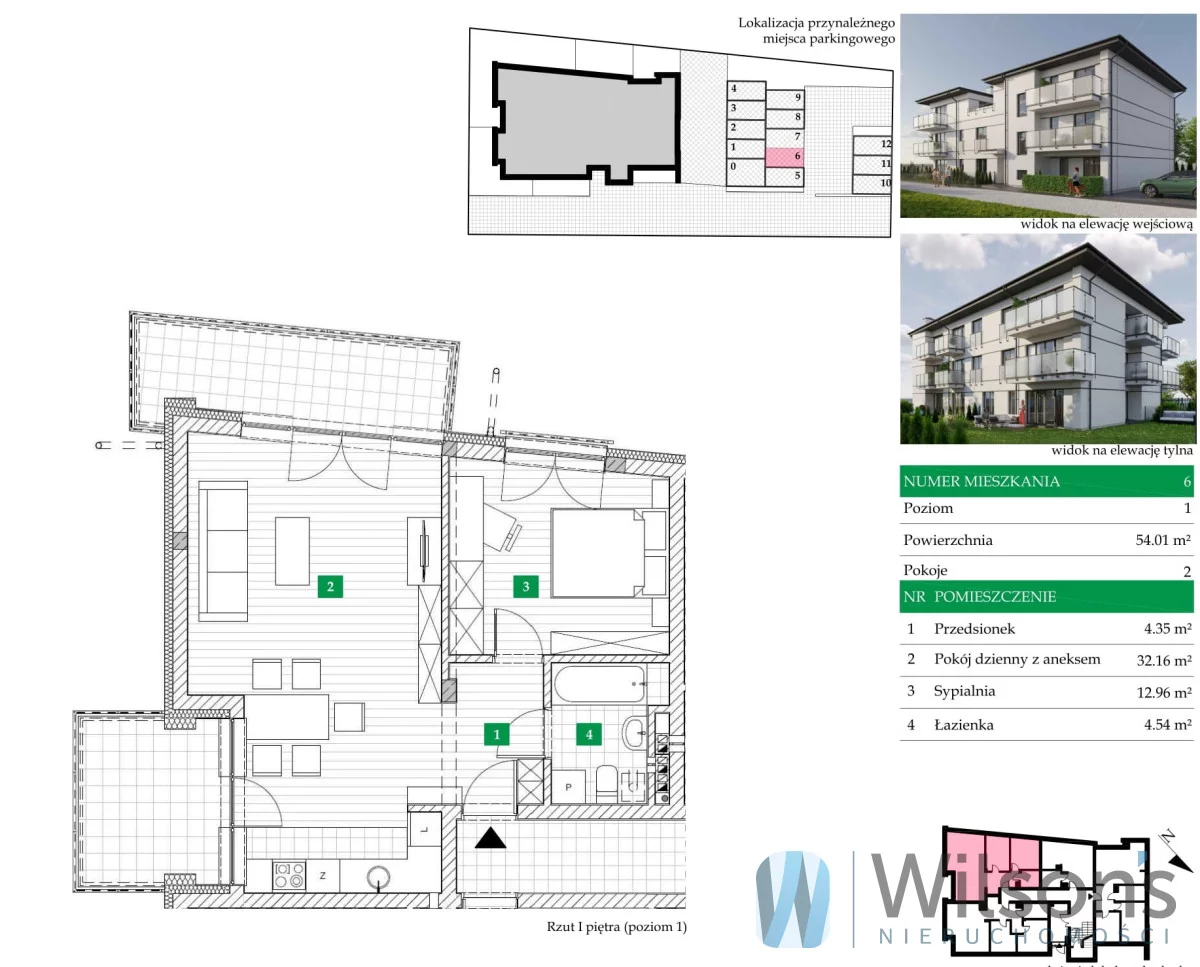2 pokoje, mieszkanie 54,00 m², piętro 1, oferta nr , WIL294445, Marki, Promienna