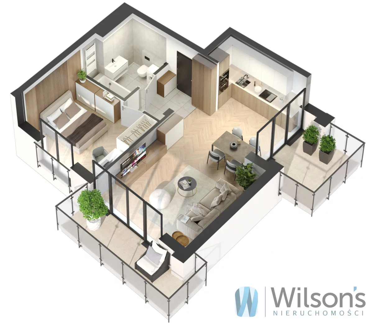 2 pokoje, mieszkanie 54,00 m², piętro 1, oferta nr , WIL294445, Marki, Promienna