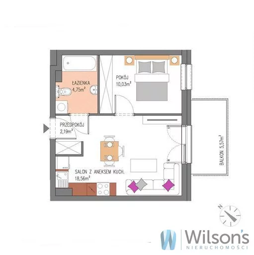 2 pokoje, mieszkanie 35,53 m², piętro 1, oferta nr , WIL538353715, Siechnice