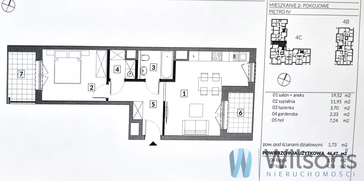 2 pokoje, mieszkanie 46,33 m², piętro 4, oferta nr , WIL479873, Warszawa, Warszawski Świt