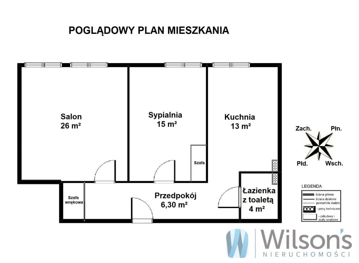 Apartament na sprzedaż, 64,30 m², 2 pokoje, piętro 3, oferta nr WIL167651