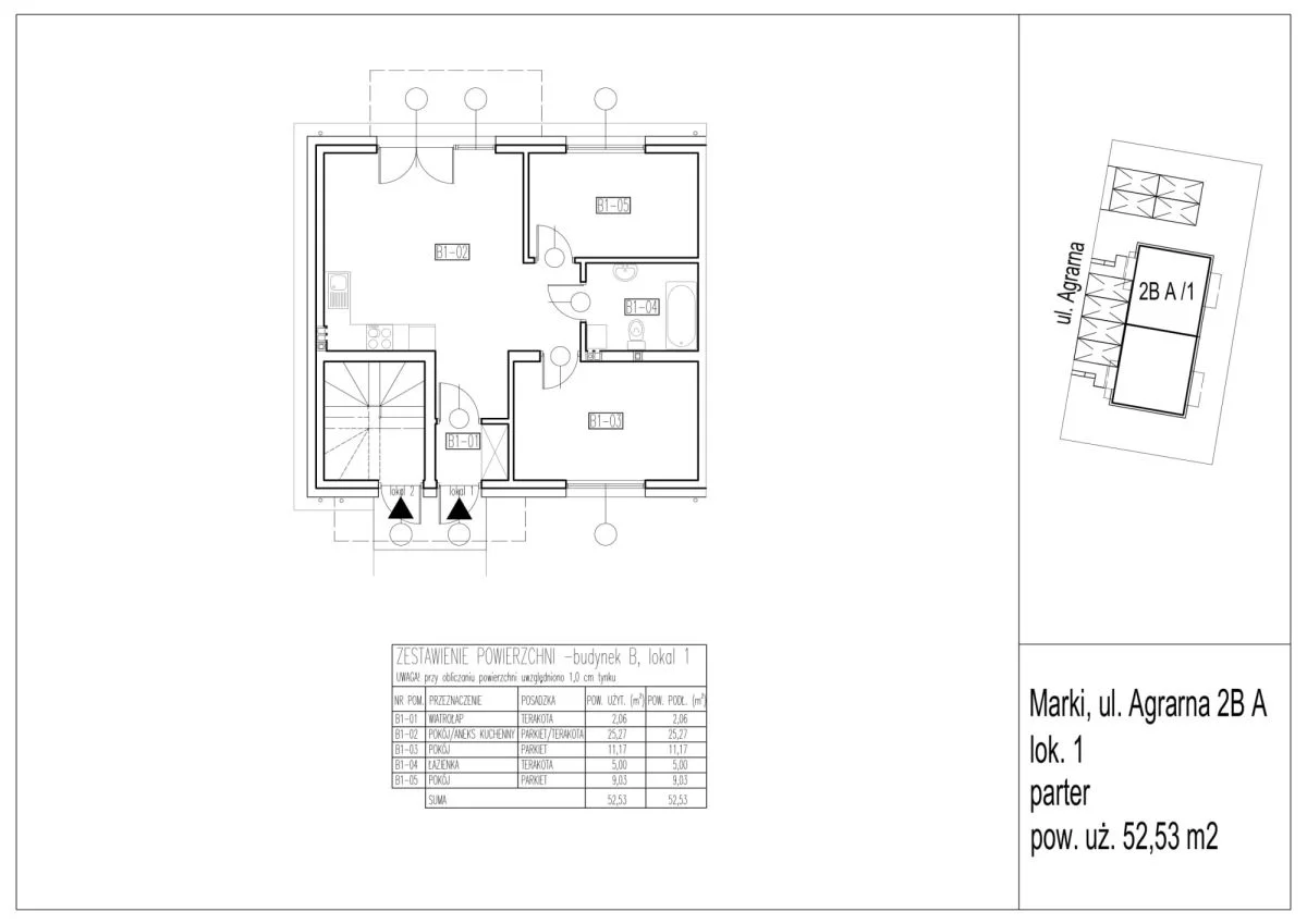 3 pokoje, mieszkanie 52,53 m², parter, oferta nr , WIL452114, Marki, Agrarna