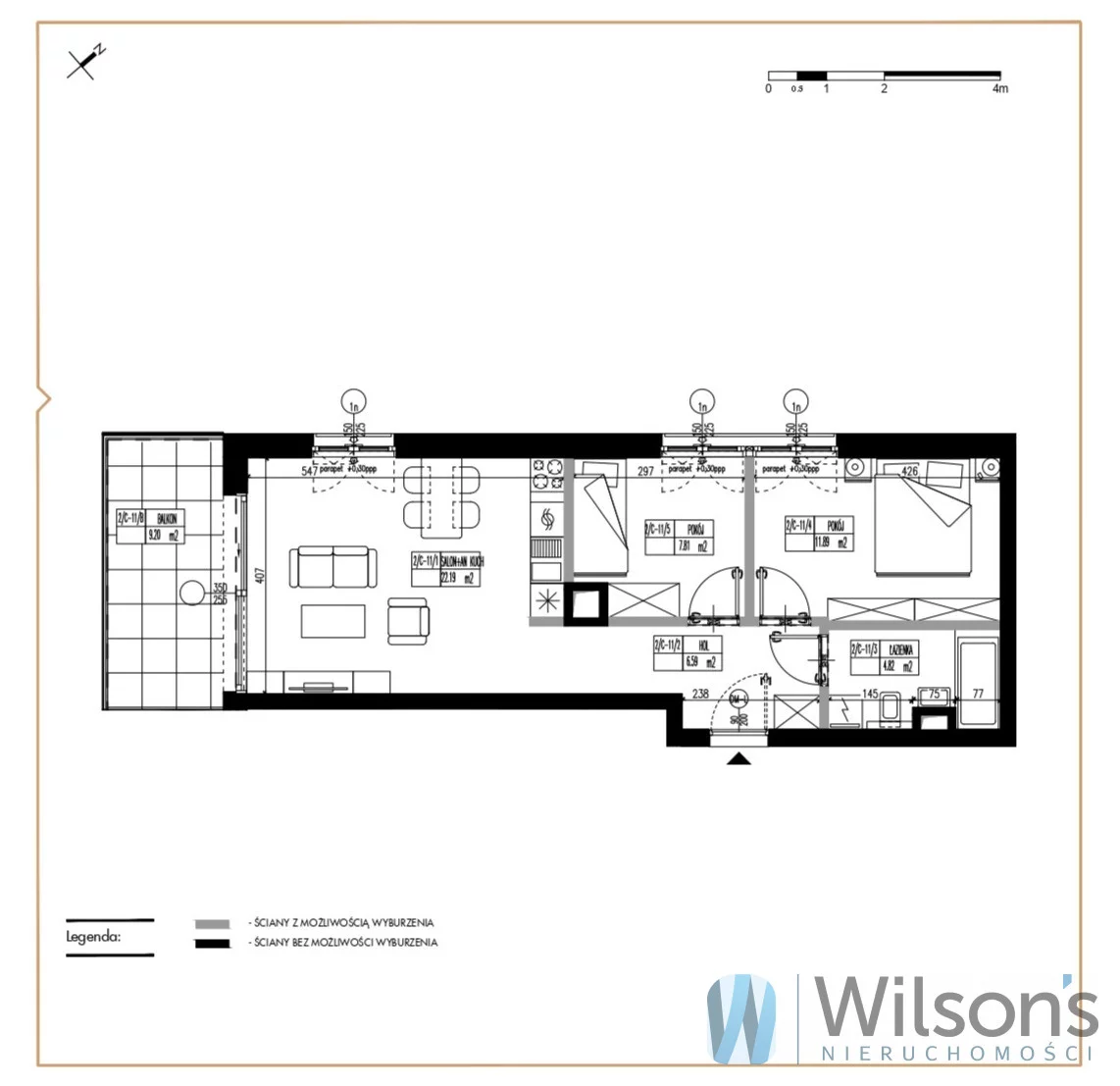 3 pokoje, apartament 53,30 m², piętro 1, oferta nr , WIL994669, Olsztyn, Bałtycka