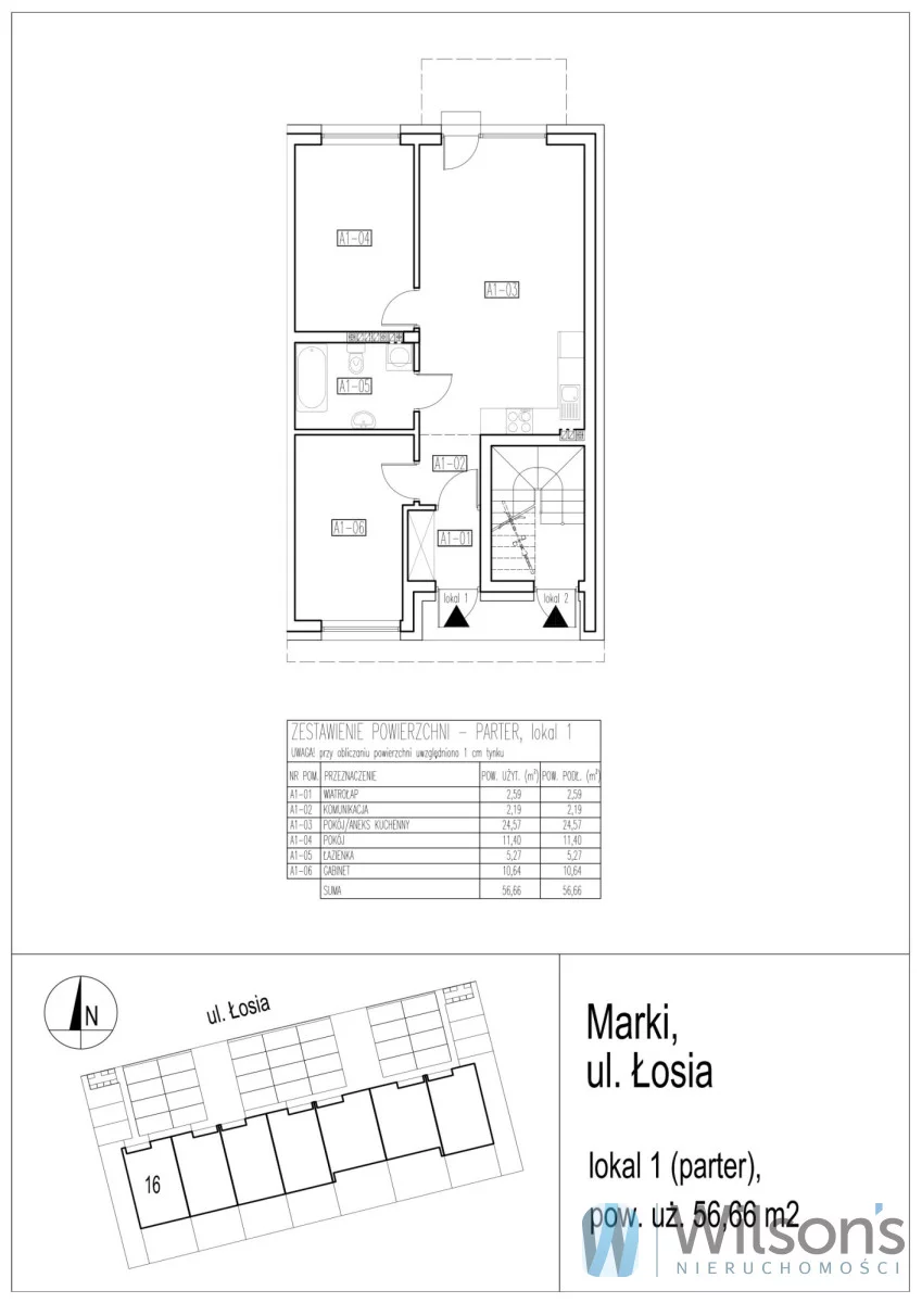 3 pokoje, mieszkanie 56,66 m², parter, oferta nr , WIL308135, Marki, Łosia