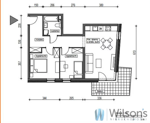 3 pokoje, mieszkanie 59,43 m², piętro 2, oferta nr , WIL706642, Wrocław, Brochów