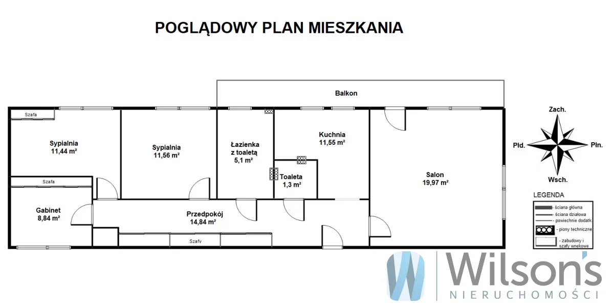 Apartament na sprzedaż, 84,60 m², 4 pokoje, piętro 3, oferta nr WIL269955