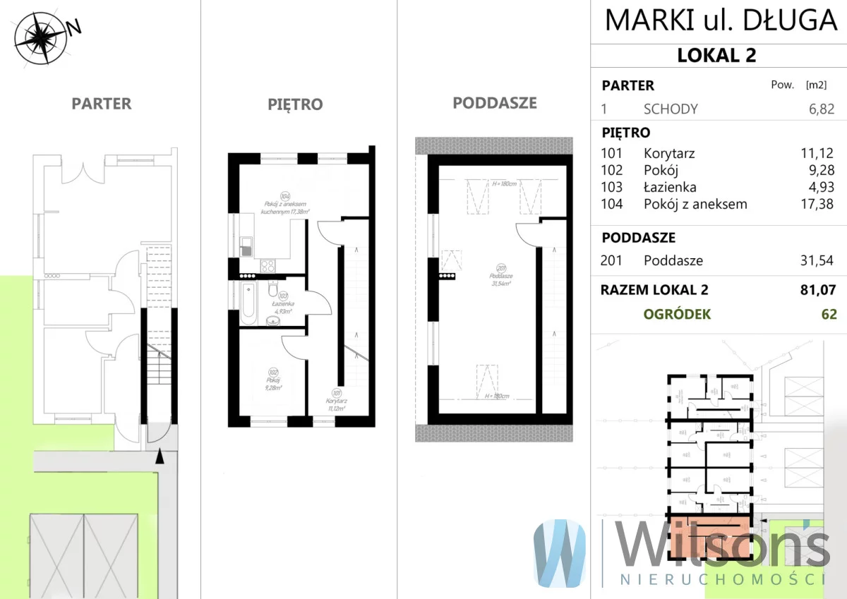 6 pokoi, mieszkanie 110,00 m², piętro 1, oferta nr , WIL510247, Marki, Długa